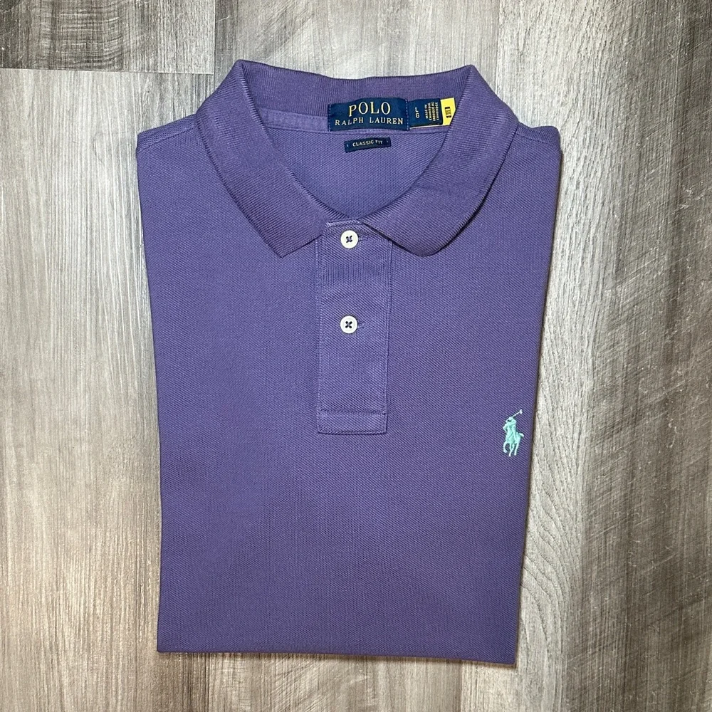 Polo Ralph Lauren Classic Fit Knit Purple Polo - Large